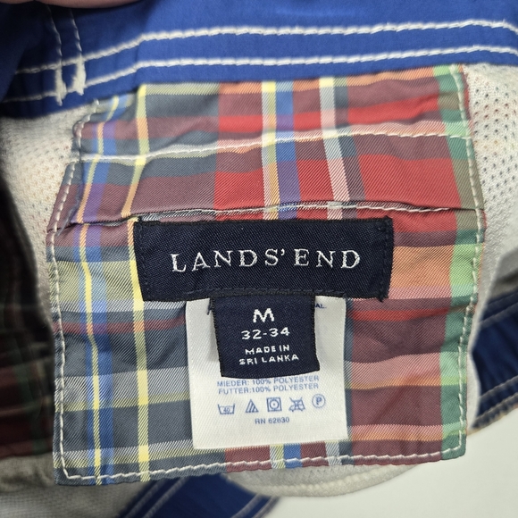 Lands' End Red Plaid Men's Swim Trunks - Picture 6 of 6